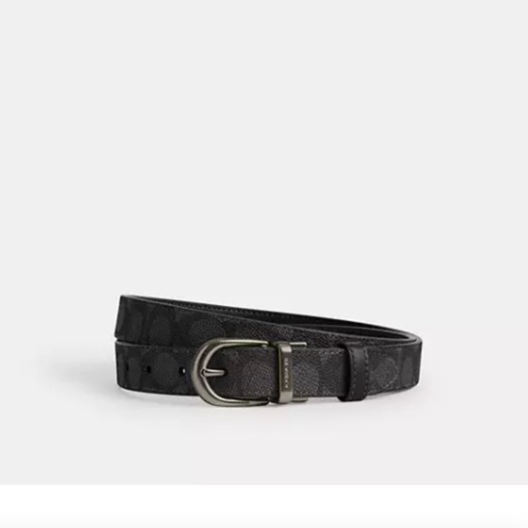 New Coach Classic Buckle Cut To Size Reversible Belt 25 Mm Charcoal CX057 $128 - Picture 1 of 6